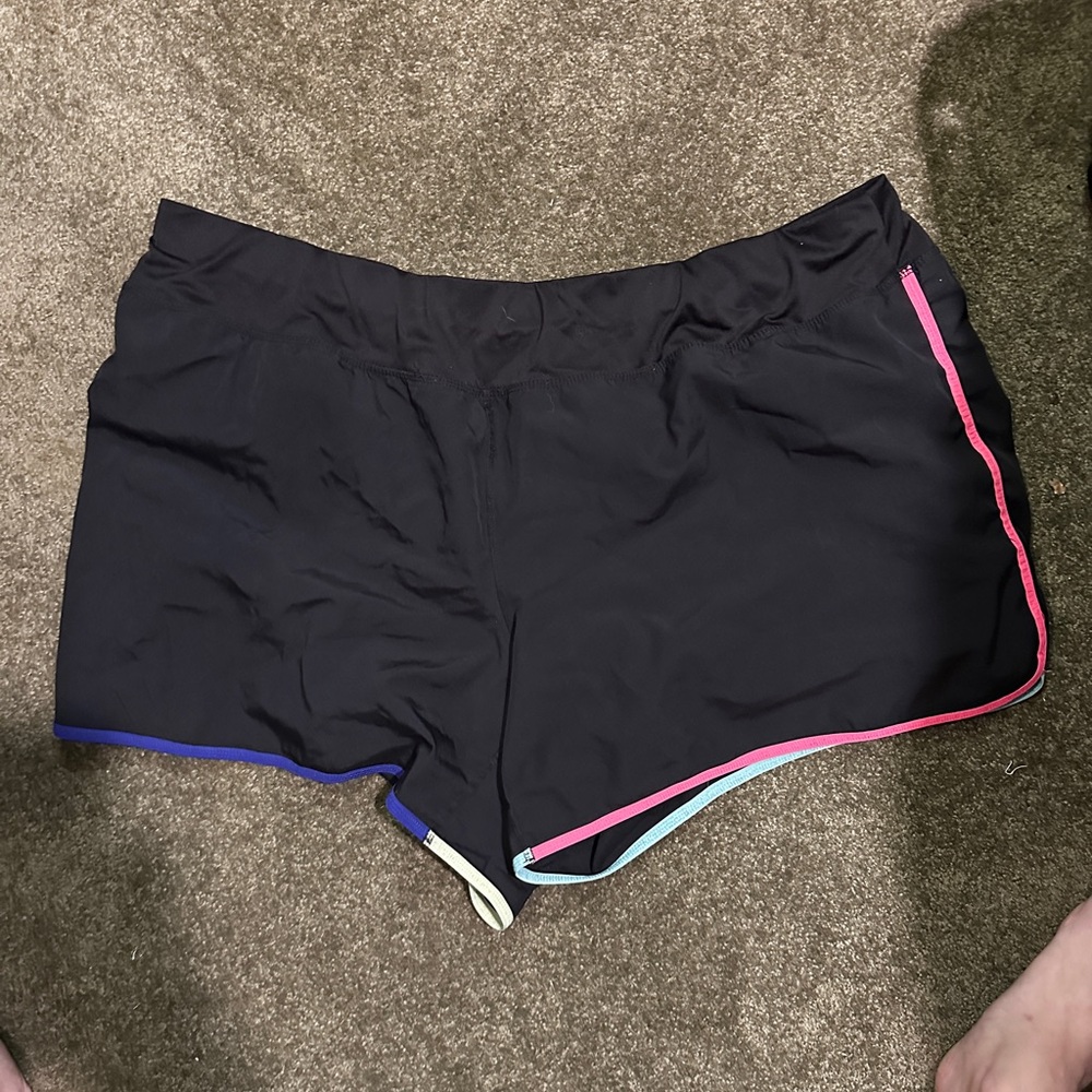 Ideology Women's Black Athletic Shorts with Colorful Trim